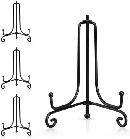 Artliving Plate Stands for Display, 4 Inch Black Iron Easel Plate Display Photo Holder Stand, Displays Picture Frames, Decorative Plates, Tablets and Art (4 pack) by Artliving