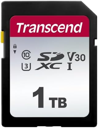 Transcend 1TB SDC300S SD UHS-I SDXC Memory Card, 100MB/s, U3, V30, C10 by Transcend