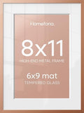 Homeforia 8x11 Rose Picture Frame, High-End Metal, 6x9 Mat, Glass by Homeforia