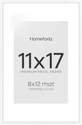 Homeforia 11x17 White Picture Frame, High-End Metal, 8x12 Mat, Glass by Homeforia
