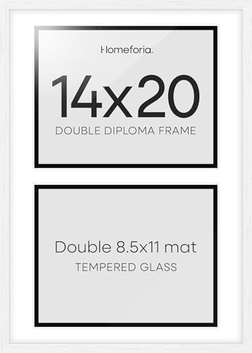 Homeforia 14x20 Black Oak Diploma Frame, High-End Wood, 8.5x11 Mat, Glass by Homeforia