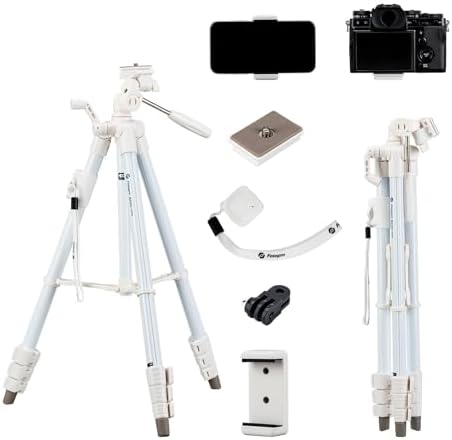 Fotopro 60" White Camera Tripod for iPhone with Remote Lightweight Aluminum by Fotopro