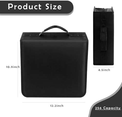 DVD/CD Case Holder - 256 Capacity Disc Storage Wallet Binder for Car, Home, Office, Travel (Black) - Image 3