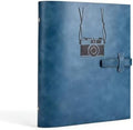 Vintage PU Leather DIY Scrapbook, 6-Ring Refillable 180° Lay Flat Photo Album Holds 220 4x6 Photos, 25 Blank Pages, Gift for Wedding Baby Travel Family - Blue by ThxMadamscrapbookphotoalbummorestyles