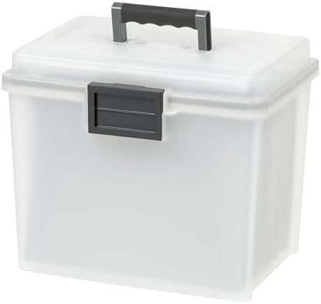 IRIS USA WeatherPro Portable File Box Organizer, 19 Qt. Pearl by IRISUSA
