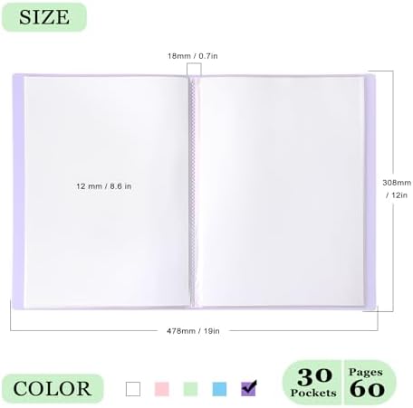 Tamaki Binder with Plastic Sleeves for A4 Size, 30 Pocket, 1 Pack, Purple - Image 2