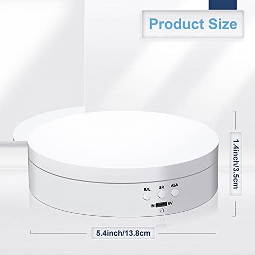 Hicarer 360 Rotating Display Stand Turntable USB Powered,, White, Matte - Image 2