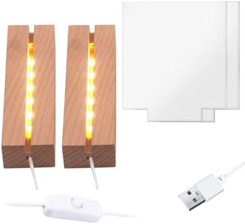 6" Warm Light Wood LED Light Base with Acrylic Sheet for Home Decor Art by Lyshujli