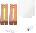 6" Warm Light Wood LED Light Base with Acrylic Sheet for Home Decor Art by Lyshujli