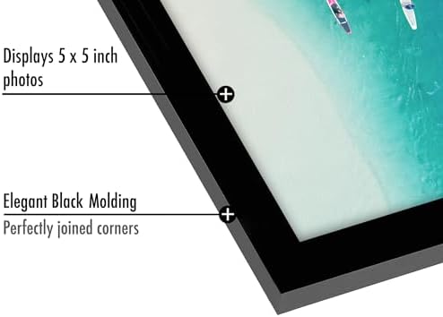 Americanflat 5x5 Picture Frame with Shatter-Resistant Glass - Set of 2 - Streamline Collection - Thin Border Square Frame for Tabletop and Wall - Hanging Hardware and Easel Stand Included - Black - Image 3