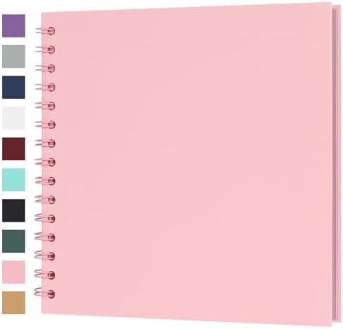 Scrapbook Album 8x8 Inches 40 Pages Hardcover Kraft Paper Pink by Bonyomor