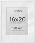 Homeforia 16x20 White Oak Picture Frame, High-End Wood, 11x14 Mat, Glass by Homeforia