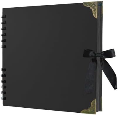 Scrapbook Album, 8 x 8 Inch Scrap book, 60 Black Blank Pages Scrapbooks albums, Hardcover Photo Album Scrapbook, Memory Book, Traveling, Birthday & Holiday Gifts. by MARCADORUSScrapbookCraftSupplies