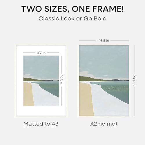 Homeforia A2 White Oak Picture Frame, High-End Wood, A3 Mat, Glass - Image 2