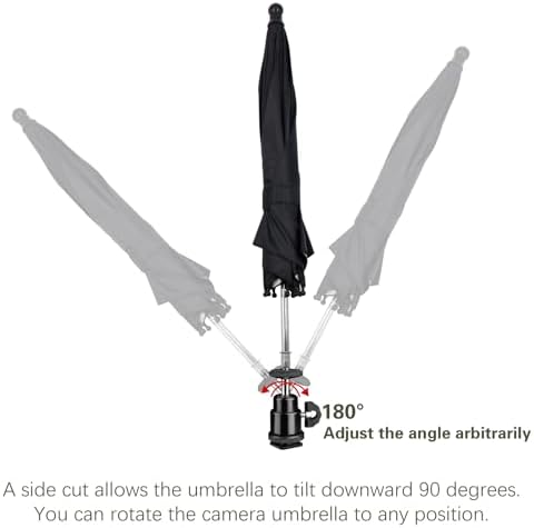 Camera Hot Shoe Umbrella, 360 Swivel DSLR Camera Sunshade & Rain Cover for Camera with Hot Shoe, Waterproof Photography Accessory for Outdoor Photographing, Filming, Live Streaming, 20 Inch - Image 3