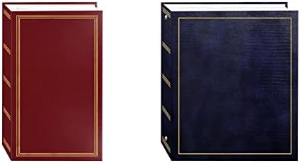 Pioneer Photo Albums Magnetic Self-Stick 3-Ring Photo Album 100 Pages (50 Sheets), Navy Blue & 3-Ring Pocket Burgundy Album for 504 Photos - 4"X6" by PioneerPhotoAlbums