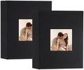 Artmag Mini Photo Album 4x6 50 Pockets 2 Pack, Linen Cover with Front Window Album Each Holds 52 Vertical Photos for Family Wedding Baby Children (Black) by Artmag