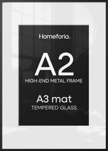 Homeforia A2 Black Picture Frame, High-End Metal, A3 Mat, Glass by Homeforia