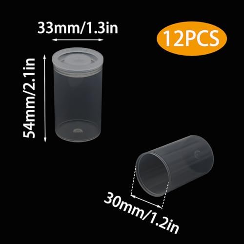 12Pcs Clear 35mm Caliber Plastic Film Canisters with Lids - Image 2