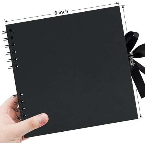 Vienrose 8x8 Inch Scrapbook Album, Small Photo Album DIY Scrapbook Black Thick Kraft Paper Memory Book, Scrap Book Photo Albums for Couple Baby Wedding Family | Small Photo Album, Memory Book, Scrapbook For Couple Baby Wedding Family - Image 3