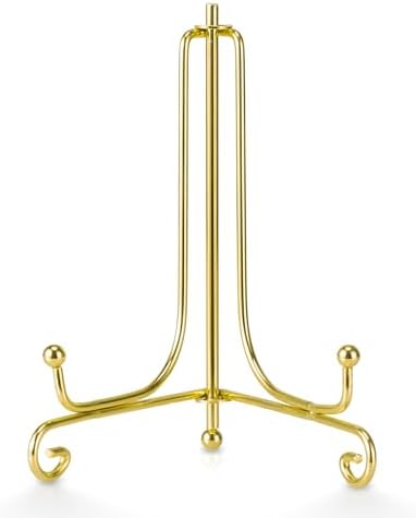 Artliving Plate Stands for Display, 5 Inch Decorative Plate Holder, Metal Picture Stand for Table, Small Easels for Display Card, Photo, and PSA Slab - Ideal for Party and Wedding (Gold, 2 Pack) by Artliving