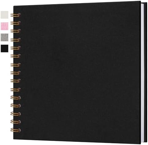 8x8 Inch Scrapbook DIY Photo Album, 20 Sheets (40 Pages), Black by Hiwhy