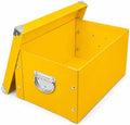 GUOZI Collapsible Storage Box, Decorative Memory Box with Lid & Metal Reinforced Corners, Cardboard File Bin with Handles, Organizer Gift Box for Keepsake Toy Photos Office Nursery Wardrobe Bookshelf by GUOZI