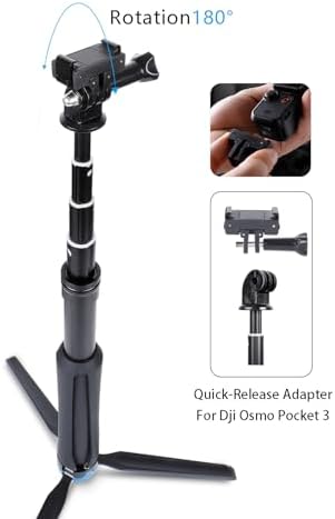32" Selfie Stick with Quick-Release Adapter for DJI Osmo Pocket 3, Tripod Stand Extension Pole Monopod for DJI Pocket 3 Accessories - Image 2