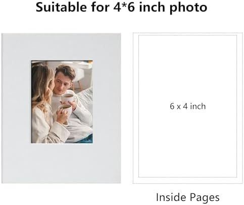 Small 4x6 Photo Album 24 Pockets Linen Cover White - Image 2