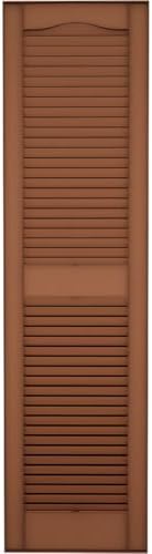 14.5 in. W x 55 in. H Builders Edge, Standard Cathedral Top Center Mullion, Open Louver Shutters, Includes Matching Installation Spikes (Per Pair), 471 - Treated Cedar - Image 5