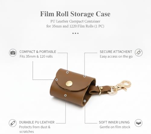 Compact PU Leather Film Roll Case for 35mm & 120 Format - Portable Storage Pouch with Keychain Loop - Image 4