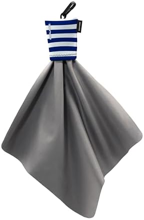 SPUDZ Classic Microfiber Lens Cleaner – Clip-On Pouch, Washable – for Binoculars, Scopes, Glasses, Screens | Classic | Nautical Stripes, 10 x 10 Inch by SPUDZ
