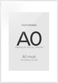Homeforia A0 White Poster Frame, High-End Metal, A1 Mat, Glass by Homeforia
