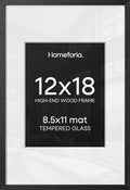 Homeforia 12x18 Black Oak Picture Frame, High-End Wood, 8.5x11 Mat, Glass by Homeforia