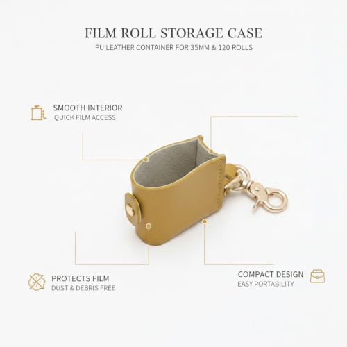 Compact PU Leather Film Roll Case for 35mm & 120 Format - Portable Storage Pouch with Keychain Loop - Image 4