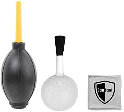 Dust Cleaner Kit Strong Cleaning Air Blower + Soft Brush Blower for Camera & Camcorder, Lens, LCD Screens, etc + Microfiber Cloth by GearFend