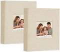 Artmag Mini Photo Album 4x6 50 Pockets 2 Pack, Linen Cover with Front Window Album Each Holds 52 Vertical Photos for Family Wedding Baby Children (Beige) by Artmag
