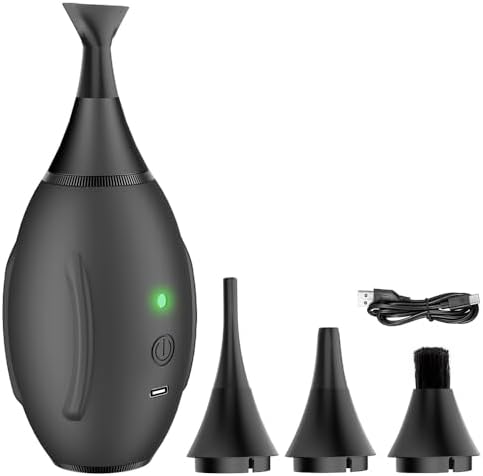 LENSGO Electric Air Blow,Camera Cleaning Kits with 4 Cleaning Heads for CMOS/Regular/Crevice Clean and Brush, 4.0kPa Dust Removal Type C Charge (Black) by LENSGO