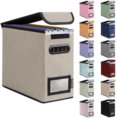 BALEINE File Organizer Box with Lid, Collapsible Hanging File Storage Box by BALEINE