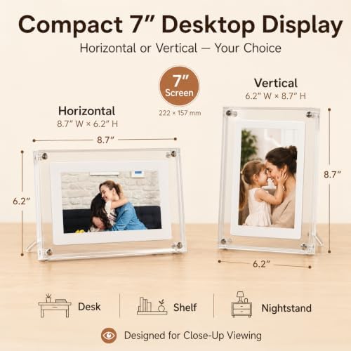 7 Inch Acrylic Video Picture Frame, 8GB Digital Video Frame with Sound and Loop Playback, No WiFi or App Needed, Desktop Display Gift for Family, Couples, Pets and Home Decor - Image 5