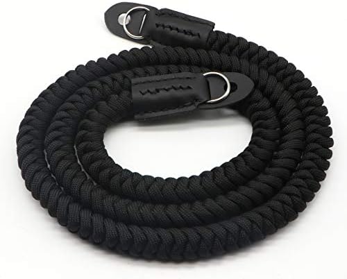 Paracord Woven Camera Neck Shoulder Strap Belt Hand Compatible with Canon Nikon Sony Olympus Pentax Fujifilm Panasonic SLR DSLR Digital Mirrorless Cameras 42 inch Black - Image 3