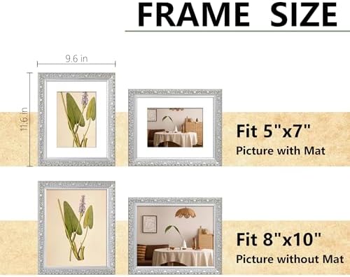 VIOLABBEY 8x10 Picture Frame Silver, Ornate Vintage Photo Frame - Image 2