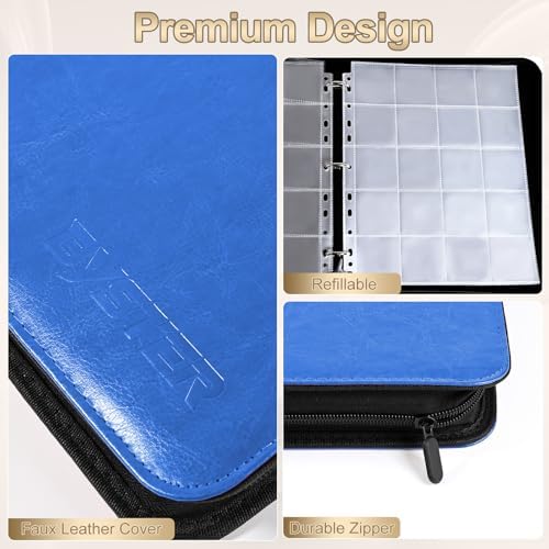 BYSTER Coin Collection Book, 30 Pack 600 Pockets Coin Sleeves, Faux Leather Coin Collection Holder Album, Coin Collection Organizer Storage Box Case (Coin Flips Not Included), Blue - Image 5