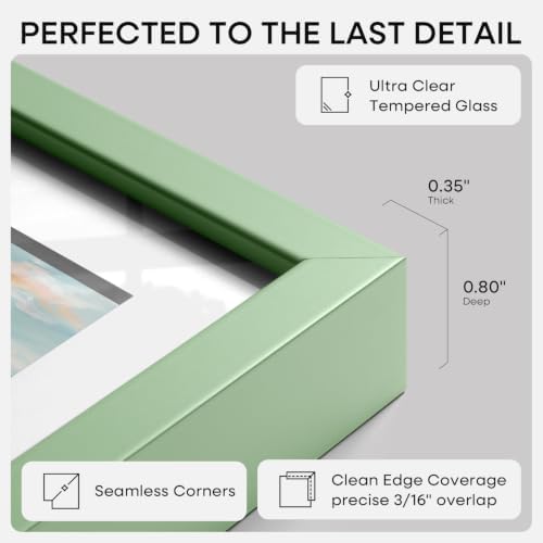 Homeforia 24x24 Green Picture Frame, High-End Metal, 20x20 Mat, Glass - Image 6