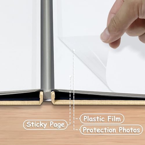 Large Photo Album Self Adhesive Scrapbook Album for 4×6 8×10 Pictures DIY Magnetic Linen Cover Album 40 Pages for Family Wedding Gifts with Metal Pen and Plastic Board - Image 5