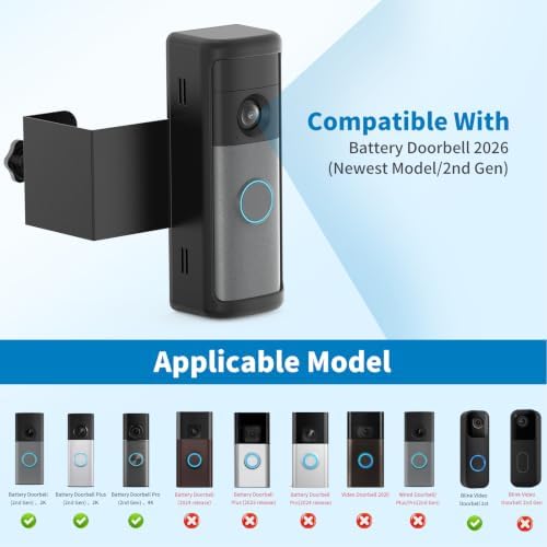2Pack Anti-Theft Ring/Blink Doorbell Mount for 2026 Ring Battery Doorbell/Plus/Pro (2nd Gen), No-Drill Camera Doorbell Kits, Non-Blocking Motion Sensor, Accessories for Apartment & Rental - Image 2