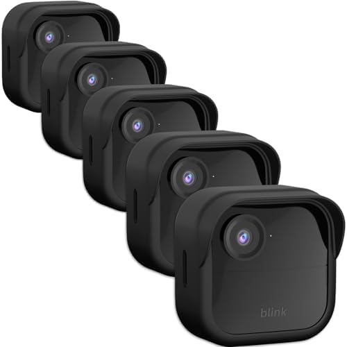 Silicone Skin Case/Cover for Blink Outdoor 4 (4th Gen)/2K+ - Weatherproof Silicone Case with Brim for Full Camera Protection, Blink Outdoor 4/2K Smart Security Camera Accessories (Black, 5 P) by PUUUCI