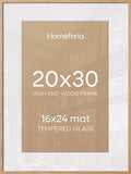 Homeforia 20x30 Natural Oak Picture Frame, High-End Wood, 16x24 Mat, Glass by Homeforia