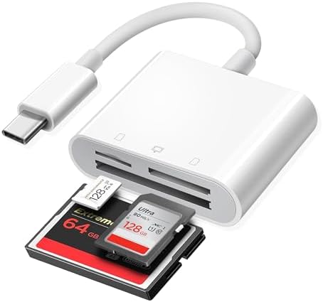 USB C SD Card Reader for 15/iPad/MacBook/iMac, xdgeLoad 3 Slots Type C Reader Supports SD/Micro SD/CF Compact Flash Memory Card Adapter, Trail Camera Viewer Plug and Play by xdgeLoad