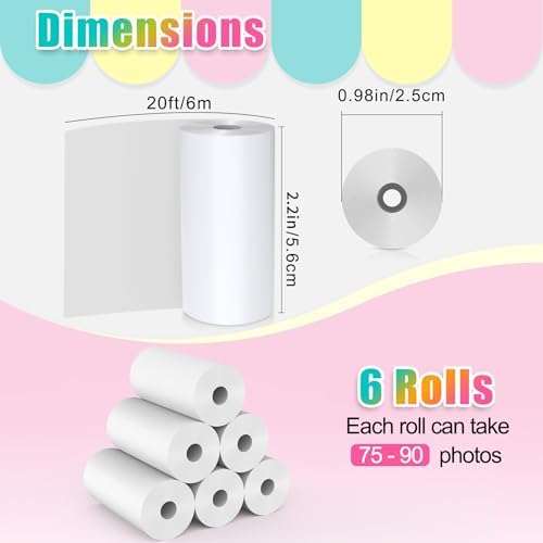 6 Rolls Instant Print Paper Kids Camera Paper Refill - Hikkon Thermal Print Paper Rolls Photo Print HD Printing for Most Kids Instant Camera - White (Paper Only) - Image 2